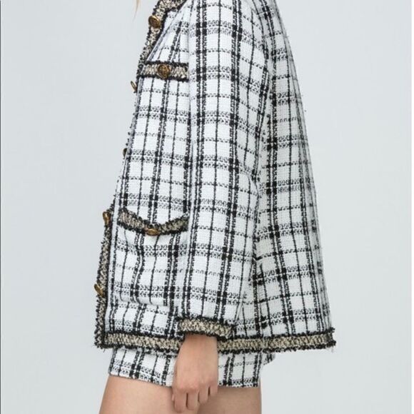 Tweed Plaid Suit Set jacket with shorts - Picture 3 of 16